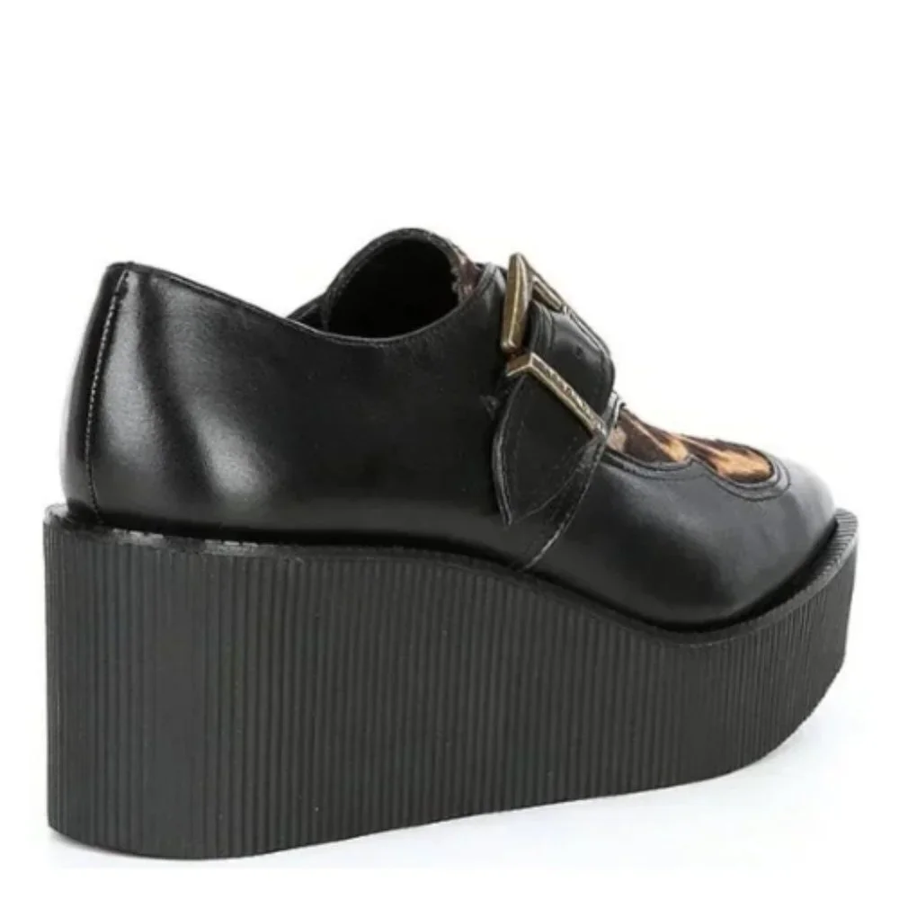 NEW Gianni Bini Slaede Leopard Print Calf Hair Platform Creepers